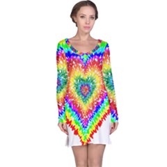 Tie Dye Heart Colorful Prismatic Long Sleeve Nightdress by pakminggu