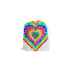 Tie Dye Heart Colorful Prismatic Drawstring Pouch (xs) by pakminggu