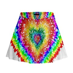 Tie Dye Heart Colorful Prismatic Mini Flare Skirt by pakminggu