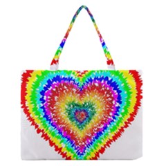 Tie Dye Heart Colorful Prismatic Zipper Medium Tote Bag by pakminggu