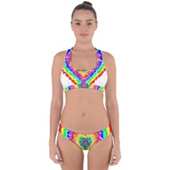 Tie Dye Heart Colorful Prismatic Cross Back Hipster Bikini Set by pakminggu