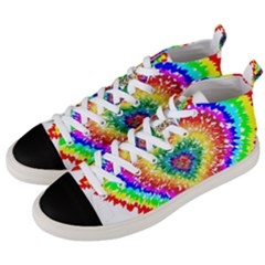 Tie Dye Heart Colorful Prismatic Men s Mid-top Canvas Sneakers