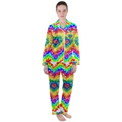 Tie Dye Heart Colorful Prismatic Women s Long Sleeve Satin Pajamas Set	 by pakminggu