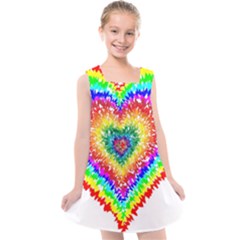 Tie Dye Heart Colorful Prismatic Kids  Cross Back Dress by pakminggu