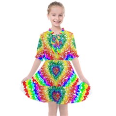 Tie Dye Heart Colorful Prismatic Kids  All Frills Chiffon Dress by pakminggu