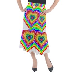 Tie Dye Heart Colorful Prismatic Midi Mermaid Skirt by pakminggu