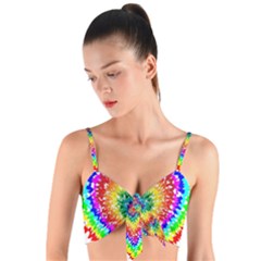 Tie Dye Heart Colorful Prismatic Woven Tie Front Bralet by pakminggu