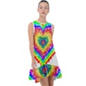 Tie Dye Heart Colorful Prismatic Frill Swing Dress View1