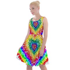 Tie Dye Heart Colorful Prismatic Knee Length Skater Dress by pakminggu