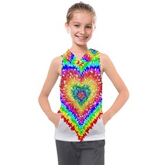 Tie Dye Heart Colorful Prismatic Kids  Sleeveless Hoodie by pakminggu