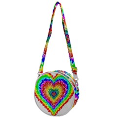 Tie Dye Heart Colorful Prismatic Crossbody Circle Bag by pakminggu