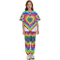 Tie Dye Heart Colorful Prismatic Kids  Tee And Pants Sports Set by pakminggu