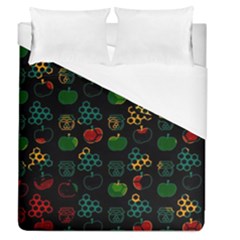 Apples Honey Honeycombs Pattern Duvet Cover (queen Size) by pakminggu