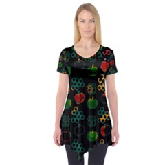 Apples Honey Honeycombs Pattern Short Sleeve Tunic  by pakminggu