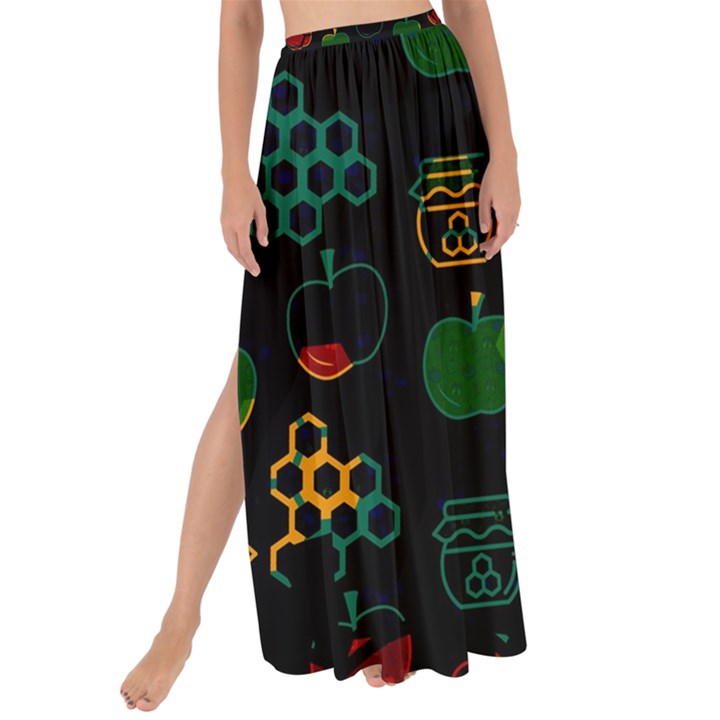 Apples Honey Honeycombs Pattern Maxi Chiffon Tie-Up Sarong