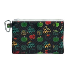 Apples Honey Honeycombs Pattern Canvas Cosmetic Bag (medium) by pakminggu