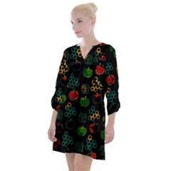 Apples Honey Honeycombs Pattern Open Neck Shift Dress