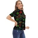 Apples Honey Honeycombs Pattern Women s Short Sleeve Double Pocket Shirt View2