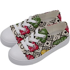 Leaves Foliage Batik Seamless Kids  Low Top Canvas Sneakers by pakminggu