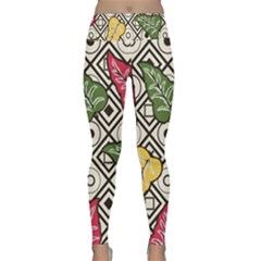 Leaves Foliage Batik Seamless Lightweight Velour Classic Yoga Leggings