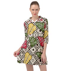 Leaves Foliage Batik Seamless Mini Skater Shirt Dress