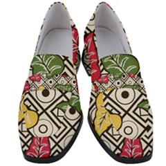 Leaves Foliage Batik Seamless Women s Chunky Heel Loafers by pakminggu