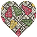 Leaves Foliage Batik Seamless Wooden Puzzle Heart View1