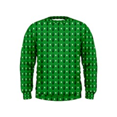 Green Christmas Tree Pattern Background Kids  Sweatshirt by pakminggu