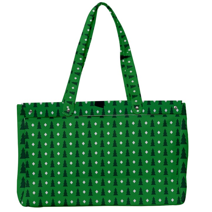 Green Christmas Tree Pattern Background Canvas Work Bag