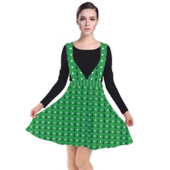 Green Christmas Tree Pattern Background Plunge Pinafore Dress by pakminggu