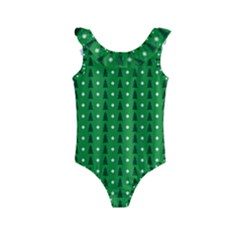 Green Christmas Tree Pattern Background Kids  Frill Swimsuit by pakminggu