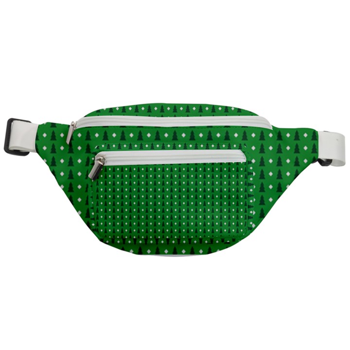 Green Christmas Tree Pattern Background Fanny Pack