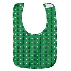 Green Christmas Tree Pattern Background Baby Bib by pakminggu