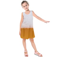 Beer Foam Bubbles Alcohol Glass Kids  Sleeveless Dress by pakminggu