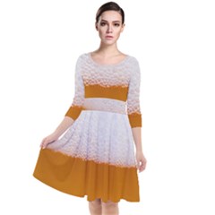 Beer Foam Bubbles Alcohol Glass Quarter Sleeve Waist Band Dress by pakminggu