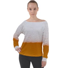 Beer Foam Bubbles Alcohol Glass Off Shoulder Long Sleeve Velour Top by pakminggu