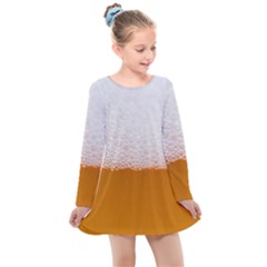 Beer Foam Bubbles Alcohol Glass Kids  Long Sleeve Dress by pakminggu