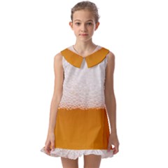 Beer Foam Bubbles Alcohol Glass Kids  Pilgrim Collar Ruffle Hem Dress by pakminggu