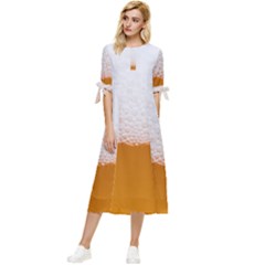 Beer Foam Bubbles Alcohol Glass Bow Sleeve Chiffon Midi Dress by pakminggu