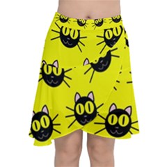 Cats Heads Pattern Design Chiffon Wrap Front Skirt by pakminggu