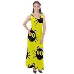 Cats Heads Pattern Design Sleeveless Velour Maxi Dress by pakminggu