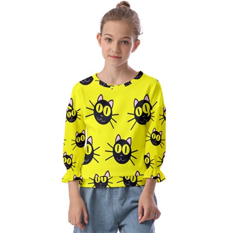 Cats Heads Pattern Design Kids  Cuff Sleeve Top by pakminggu