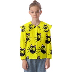 Cats Heads Pattern Design Kids  Peter Pan Collar Blouse by pakminggu