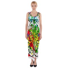 Brain Mind Psychology Idea Hearts Fitted Maxi Dress