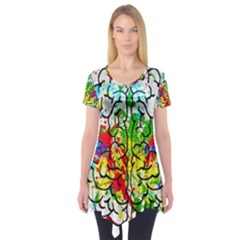 Brain Mind Psychology Idea Hearts Short Sleeve Tunic  by pakminggu