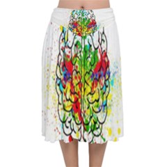 Brain Mind Psychology Idea Hearts Velvet Flared Midi Skirt by pakminggu