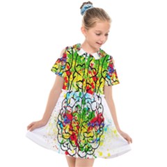 Brain Mind Psychology Idea Hearts Kids  Short Sleeve Shirt Dress by pakminggu