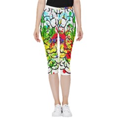 Brain Mind Psychology Idea Hearts Inside Out Lightweight Velour Capri Leggings 