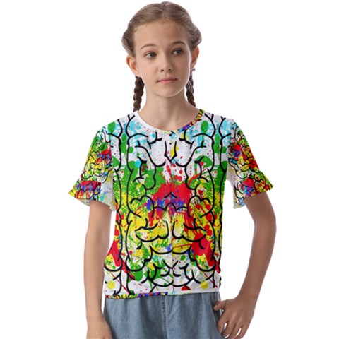 Brain Mind Psychology Idea Hearts Kids  Cuff Sleeve Scrunch Bottom Tee by pakminggu