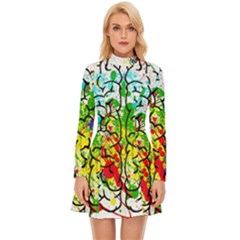 Brain Mind Psychology Idea Hearts Long Sleeve Velour Longline Dress